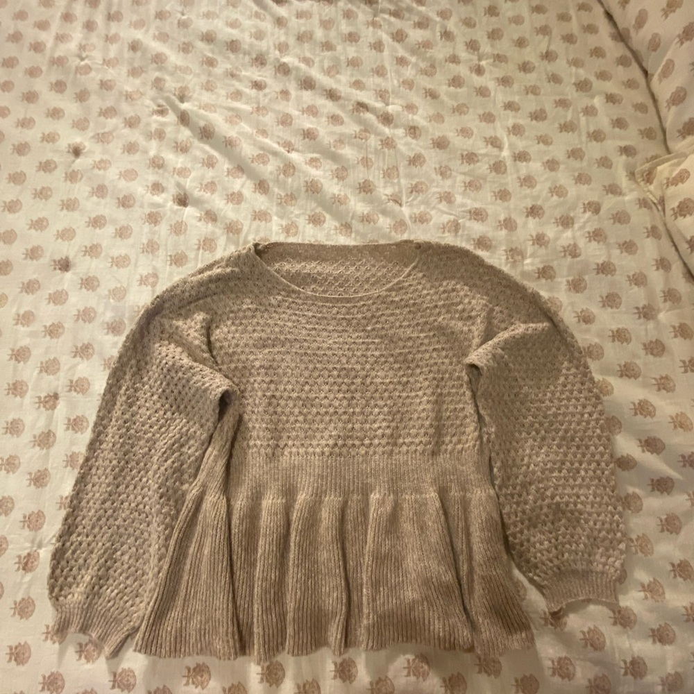 Beige Textured Knit Sweater